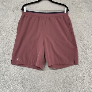 Fabletics Shorts Mens Large Pink Lightweight Elastic Waist Pockets Gym 7‎ Inch